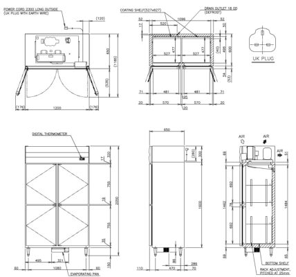 Bản thiết kế của tủ đông Hoshizaki HF-126MA-S