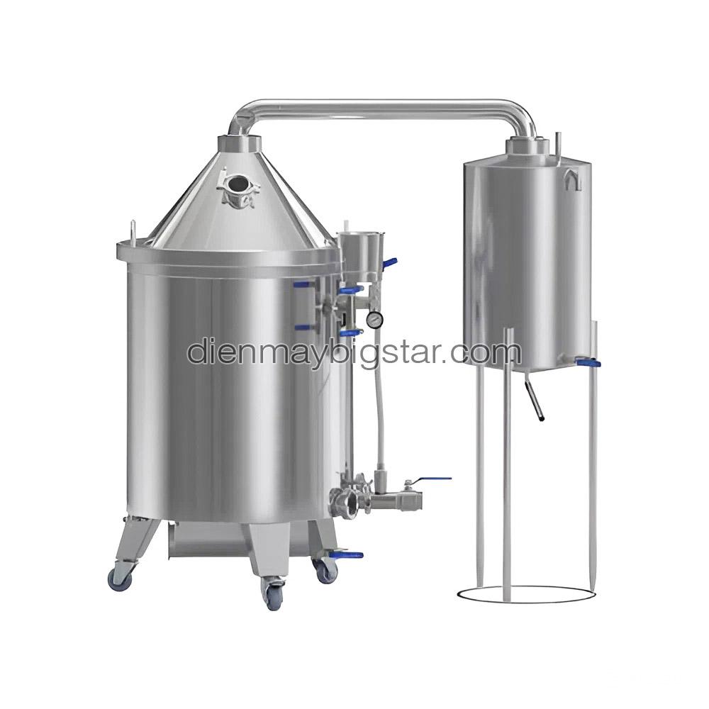 Một sơ đồ minh họa rõ ràng về cấu tạo bên trong của máy làm đá viên 80kg, hiển thị các bộ phận chính như máy nén, dàn ngưng, dàn bay hơi, hệ thống cấp nước và thùng chứa đá, với các chú thích bằng tiếng Việt, phong cách infographic.