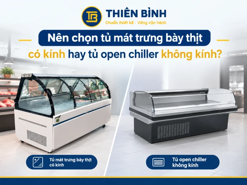 Nên chọn tủ mát trưng bày thịt có kính hay tủ open chiller không kính? - ảnh 1 Nên chọn tủ mát trưng bày thịt có kính hay tủ open chiller không kính?